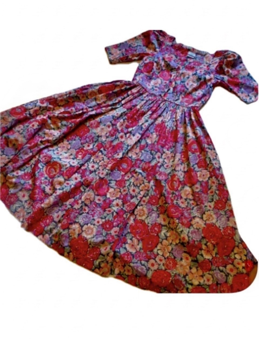 Vintage Laura Ashley Pink & Purple Floral Vintage Dress EVC